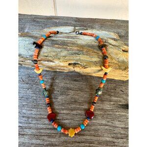 Carolyn Pollack Relios 925 Sterling Coral Turquoise Jade Animal Figure Necklace